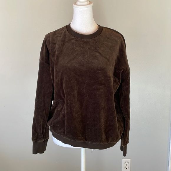 [Vince] Chocolate Brown Velour Sweater - Size Small - Picture 1 of 3